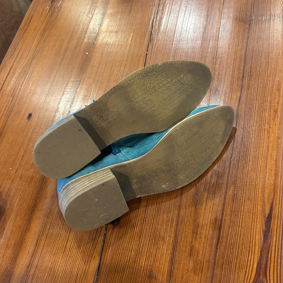 Naughty Monkey Teal Suede fringe Ankle Booties size 8 - Picture 6 of 8